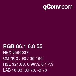 カラーコード: RGB 86.1 0.8 55 | qconv.com