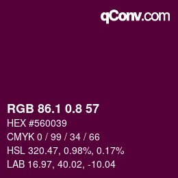 カラーコード: RGB 86.1 0.8 57 | qconv.com