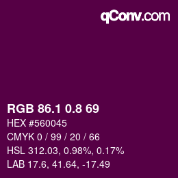 カラーコード: RGB 86.1 0.8 69 | qconv.com