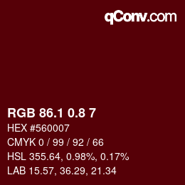 カラーコード: RGB 86.1 0.8 7 | qconv.com