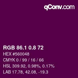 カラーコード: RGB 86.1 0.8 72 | qconv.com