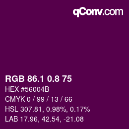 カラーコード: RGB 86.1 0.8 75 | qconv.com