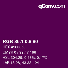 カラーコード: RGB 86.1 0.8 80 | qconv.com