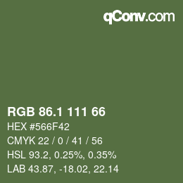 カラーコード: RGB 86.1 111 66 | qconv.com