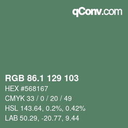 カラーコード: RGB 86.1 129 103 | qconv.com