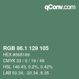 カラーコード: RGB 86.1 129 105 | qconv.com