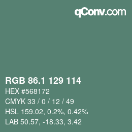 カラーコード: RGB 86.1 129 114 | qconv.com
