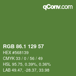 カラーコード: RGB 86.1 129 57 | qconv.com