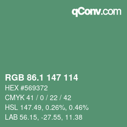 カラーコード: RGB 86.1 147 114 | qconv.com
