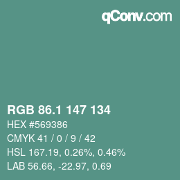 カラーコード: RGB 86.1 147 134 | qconv.com