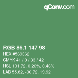 カラーコード: RGB 86.1 147 98 | qconv.com