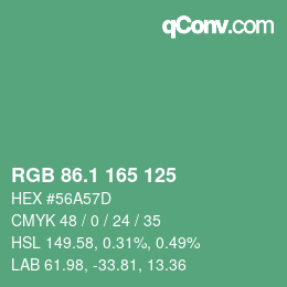 カラーコード: RGB 86.1 165 125 | qconv.com