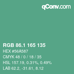 Color code: RGB 86.1 165 135 | qconv.com