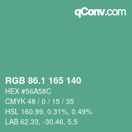 Color code: RGB 86.1 165 140 | qconv.com