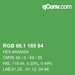 カラーコード: RGB 86.1 165 84 | qconv.com