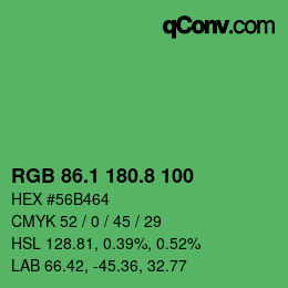 カラーコード: RGB 86.1 180.8 100 | qconv.com