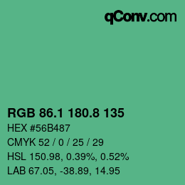 カラーコード: RGB 86.1 180.8 135 | qconv.com