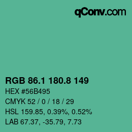 Color code: RGB 86.1 180.8 149 | qconv.com