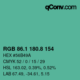 Color code: RGB 86.1 180.8 154 | qconv.com