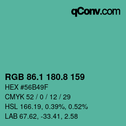 Color code: RGB 86.1 180.8 159 | qconv.com