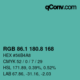 Color code: RGB 86.1 180.8 168 | qconv.com