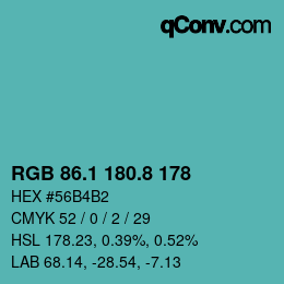 Code couleur: RGB 86.1 180.8 178 | qconv.com