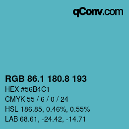 Farbcode: RGB 86.1 180.8 193 | qconv.com