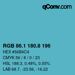 カラーコード: RGB 86.1 180.8 196 | qconv.com