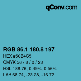 Farbcode: RGB 86.1 180.8 197 | qconv.com
