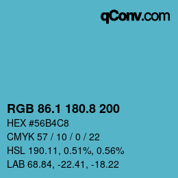 カラーコード: RGB 86.1 180.8 200 | qconv.com