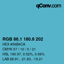 Color code: RGB 86.1 180.8 202 | qconv.com