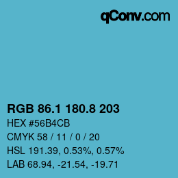 カラーコード: RGB 86.1 180.8 203 | qconv.com