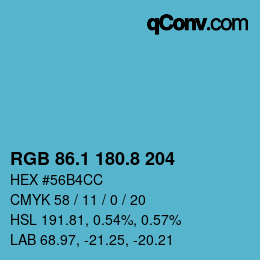 カラーコード: RGB 86.1 180.8 204 | qconv.com