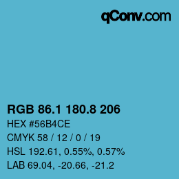 Color code: RGB 86.1 180.8 206 | qconv.com
