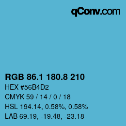 カラーコード: RGB 86.1 180.8 210 | qconv.com