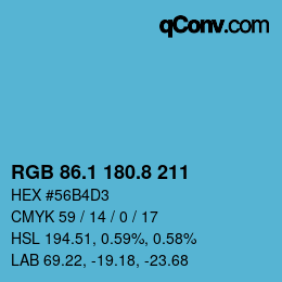 Color code: RGB 86.1 180.8 211 | qconv.com