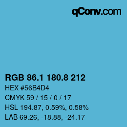 Color code: RGB 86.1 180.8 212 | qconv.com