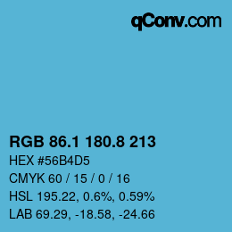 カラーコード: RGB 86.1 180.8 213 | qconv.com