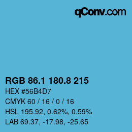 カラーコード: RGB 86.1 180.8 215 | qconv.com