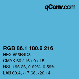 Color code: RGB 86.1 180.8 216 | qconv.com