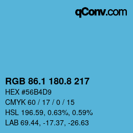 Farbcode: RGB 86.1 180.8 217 | qconv.com