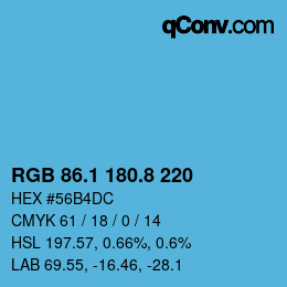 カラーコード: RGB 86.1 180.8 220 | qconv.com