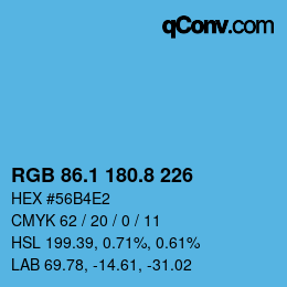 Color code: RGB 86.1 180.8 226 | qconv.com