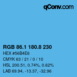 Color code: RGB 86.1 180.8 230 | qconv.com