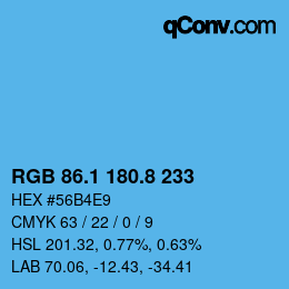 カラーコード: RGB 86.1 180.8 233 | qconv.com