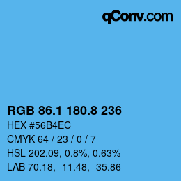 Farbcode: RGB 86.1 180.8 236 | qconv.com