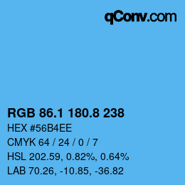 カラーコード: RGB 86.1 180.8 238 | qconv.com