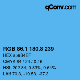 Color code: RGB 86.1 180.8 239 | qconv.com