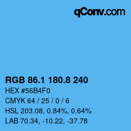 Color code: RGB 86.1 180.8 240 | qconv.com