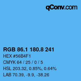 Color code: RGB 86.1 180.8 241 | qconv.com